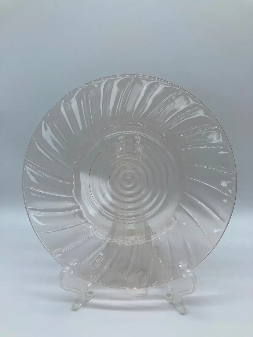 Jeannette Glass Co SWIRL "Petal Swirl" Pink Luncheon Plate Bread Dessert
