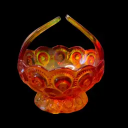 13. L.E. Smith open-handle Amber moon and stars basket UV Glow