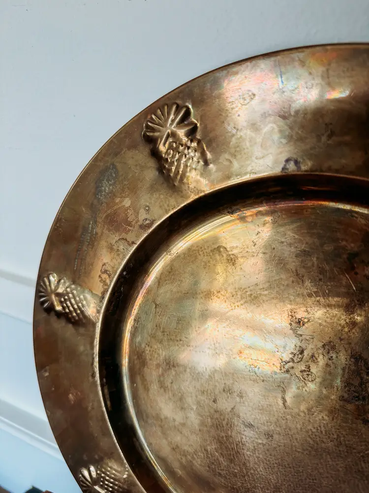 12" Brass Charger Plate with Pineapple Detail