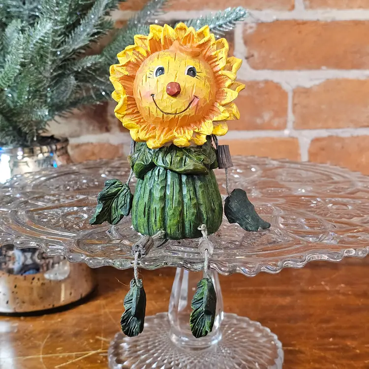 Vintage 90's Anthropomorphic Sunflower Happy Face Shelf Sitter