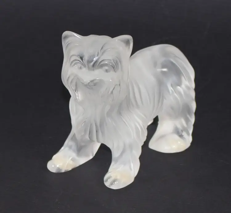 Lalique Frosted Glass Yorkshire Terrier Standing *AS IS* 4" Tall