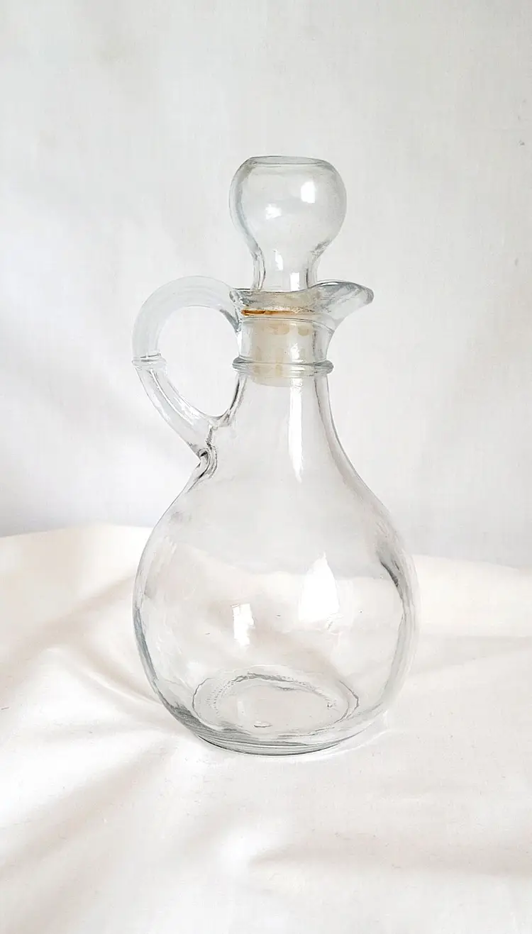 Clear Glass Cruet with Stopper – 6½ in. Tall