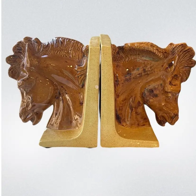 Ceramic Horse Head Book Ends