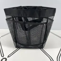 Black Mesh Tote Bag Organizer Beach Shower Garden Bag with Pockets