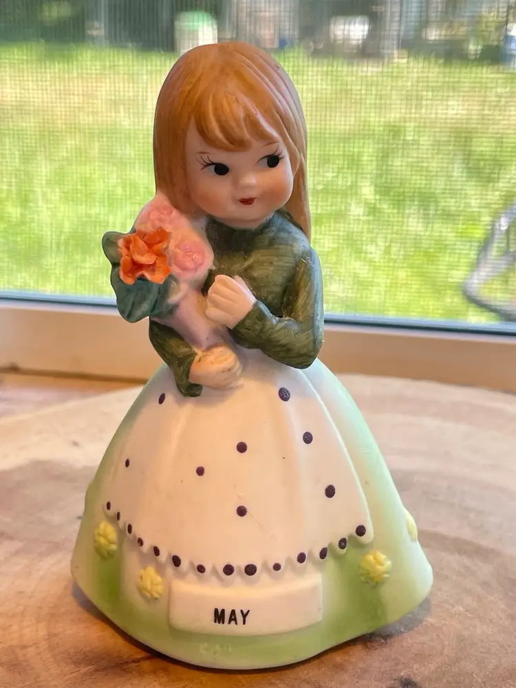 Vintage Lefton Porcelain May Birthday Girl Figurine Hand-Painted 1950s 4"