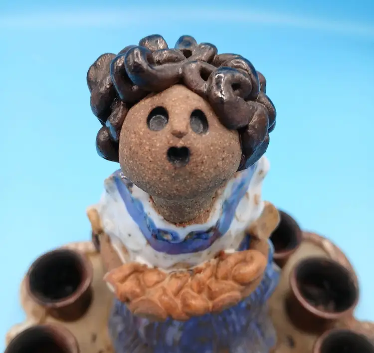 Handmade Studio Pottery Carol Kaminski Candle Holder Centerpiece Menorah, Signed