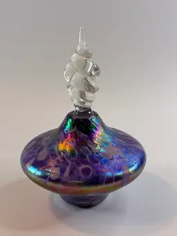 2003 Roger Vines Art Glass Perfume Bottle Signed 4.25” T X 4” W