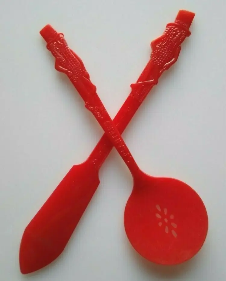 Mr Peanut Planters Nuts Red Spreader & Nut Spoon Original Plastic 1950s Vintage