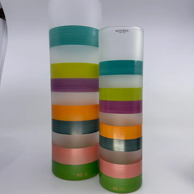 Kosta Boda by Monica Backstrom Modernist Serpentine Vases Set/2