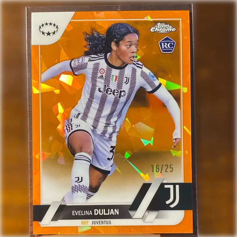 2022-23 Topps UEFA Women’s Chrome Sapphire Evelina Duljan RC Orange 16/25