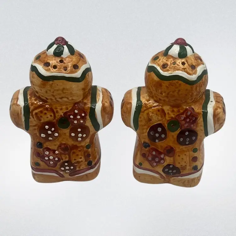 Gingerbread Couple Salt And Pepper Shakers, 4.25” Tall