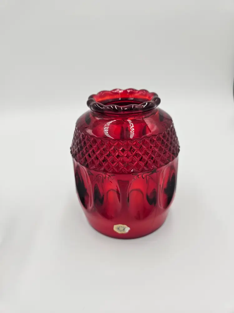 #TR59 Westmoreland Wakefield Ruby Red and Clear Base Fairy Lamp