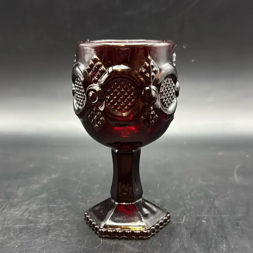 Vintage Avon 1876 Cape Cod Ruby Red Glass Water Goblet 4.75”