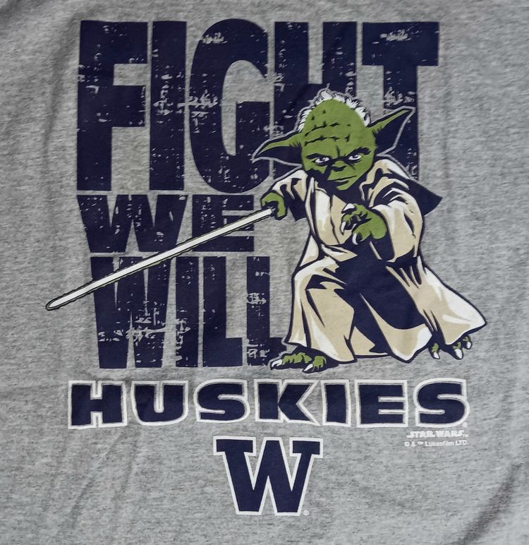 Washington Huskies Yoda Fight We Will t shirt NEW Star Wars college football