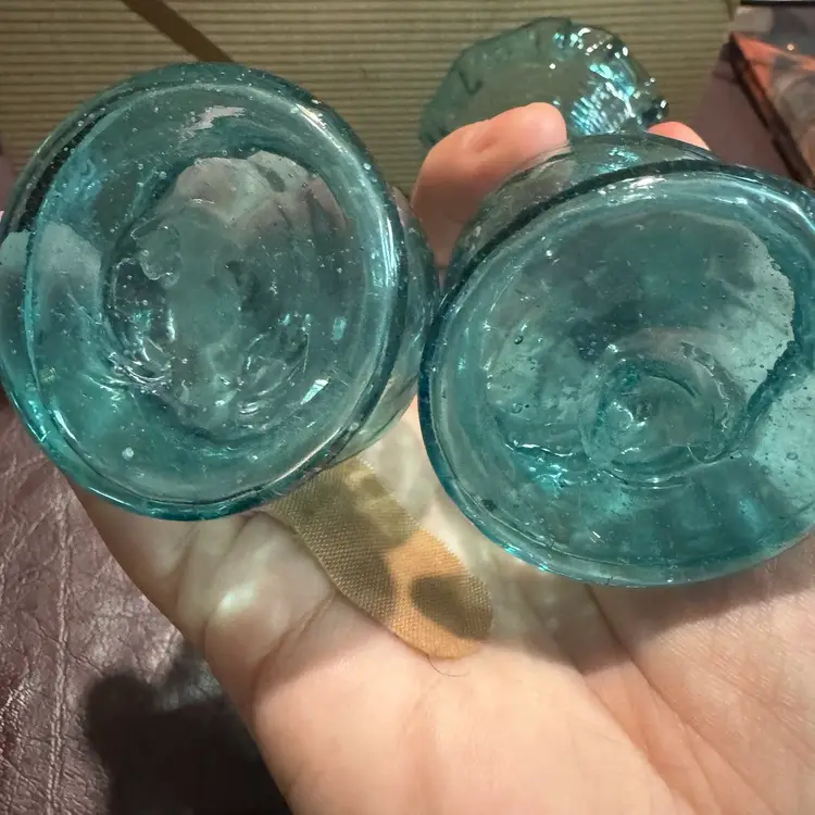 4” Pair Handblown Twisted Blue Glass Bud Vases