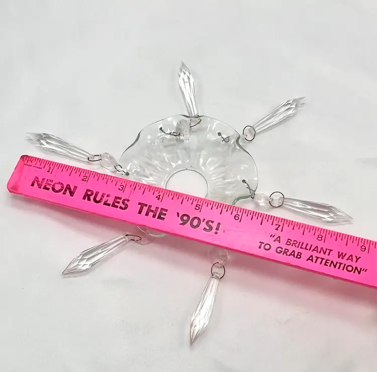 GLASS BOBECHE W/ PINS & Crystals CHANDELIER PART 1-1/8” CENTER HOLE