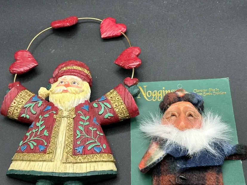 Santa Ornament in Traditional Slavik Dress Resin ornaments with loops & Norsk Pin