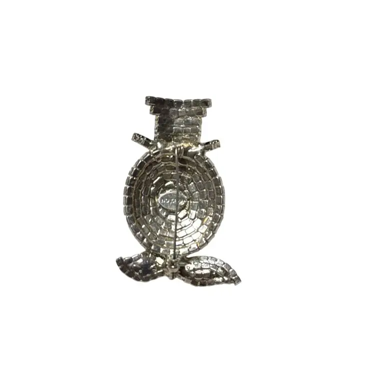 Rare Vintage Silvertone No Lead Crystal Snowman Brooch - Faceted Rhinestones - 2.25”