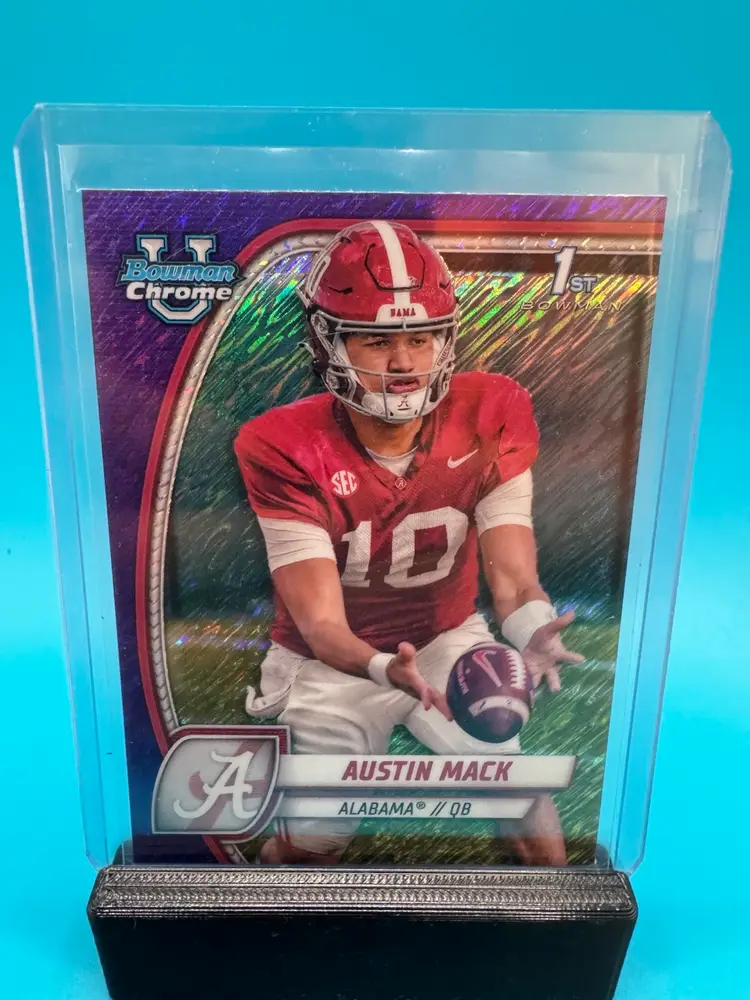 Austin Mack 1st Bowman Chrome U Purple Shimmer Refractor Alabama Crimson Tide