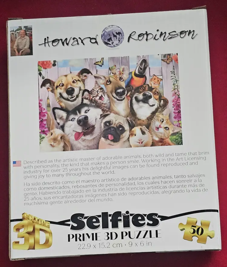 Selfies Prime 3D Puzzle PETS 50 pieces Howard Robinson Vibrant Colors Colorful