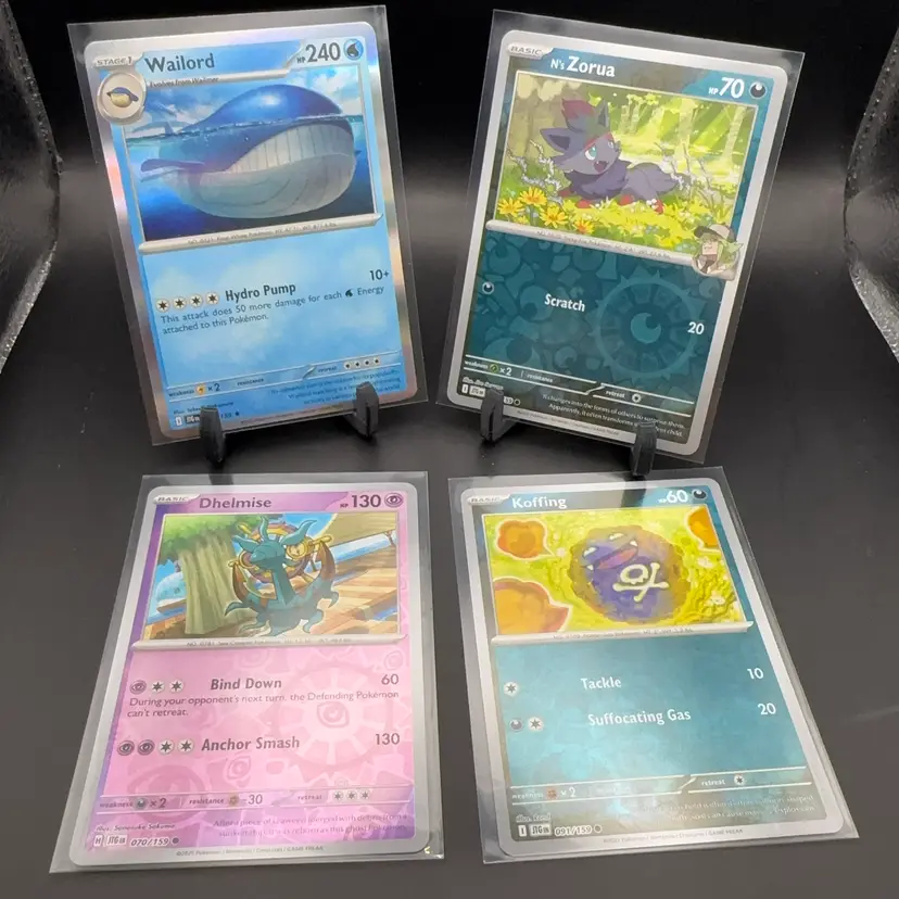 Pokémon Holo And Reverse Holo Lot Wailord, N’s Zorua, Dhelmise, Koffing