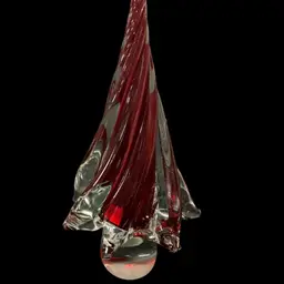 Red/Clear Murano Glass Christmas Fir Tree