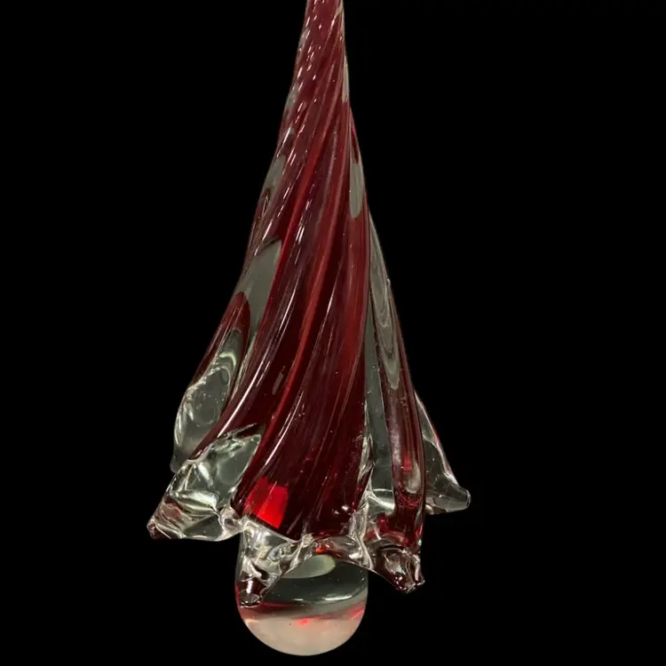Red/Clear Murano Glass Christmas Fir Tree
