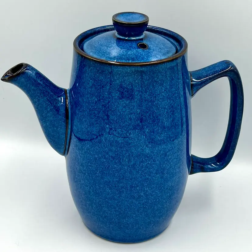 DENBY COFFEE POT 2.5 Pints Stoneware English Blue Atlantic Blue Mint Condition