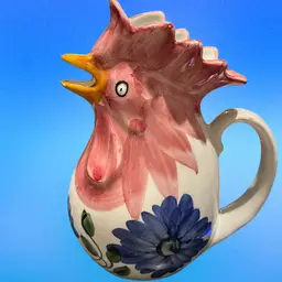 Vintage Italian Hand Painted Rooster Pitcher