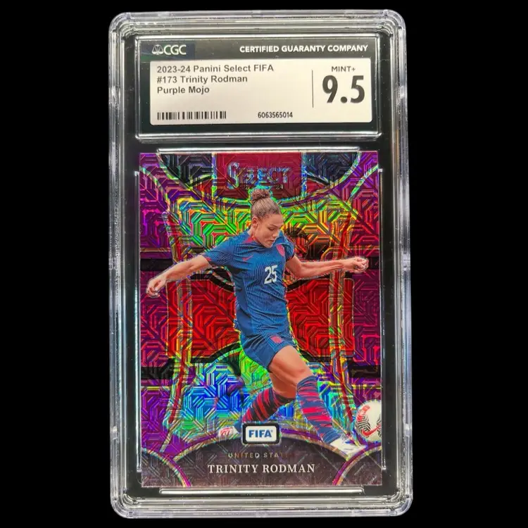 Trinity Rodman 2023/24 Panini Select FIFA Purple Mojo USWNT CGC 9.5
