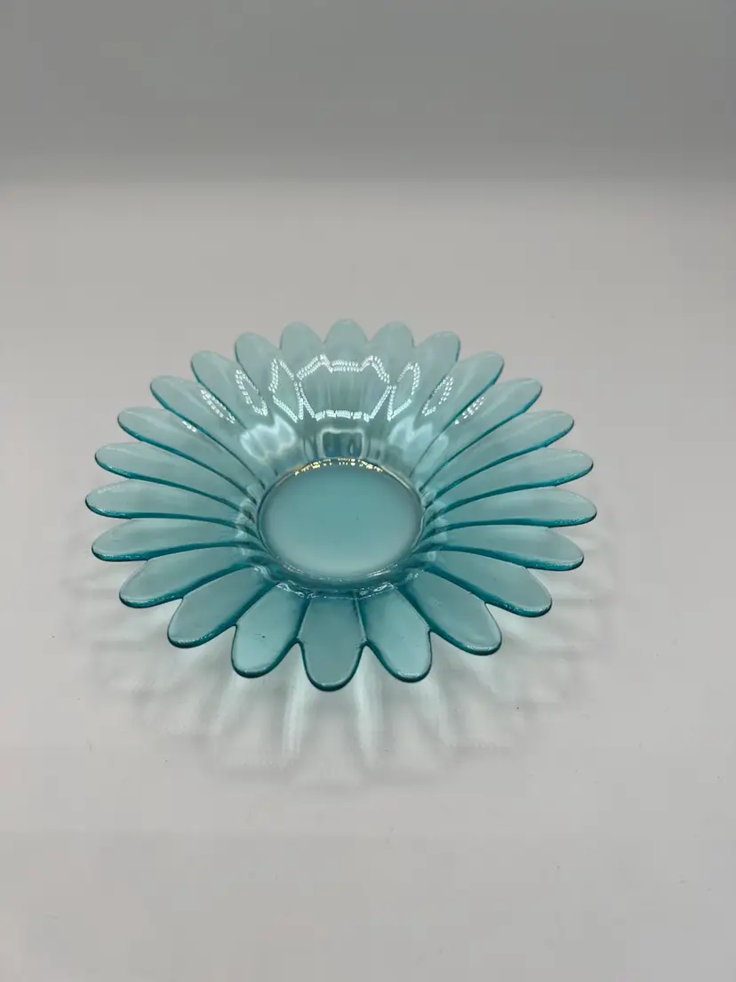 Antique Blue Carnival Glass Daisy Dish 6" Vintage
