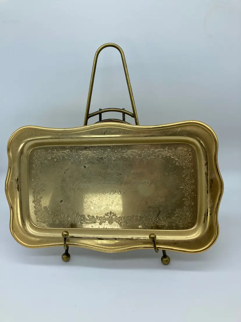 Engraved Sheridan Brass Tray from 1987