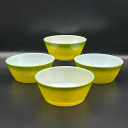 Vintage Anchor Hocking Fire-King Bowls Avocado Green Ombre Set of 4