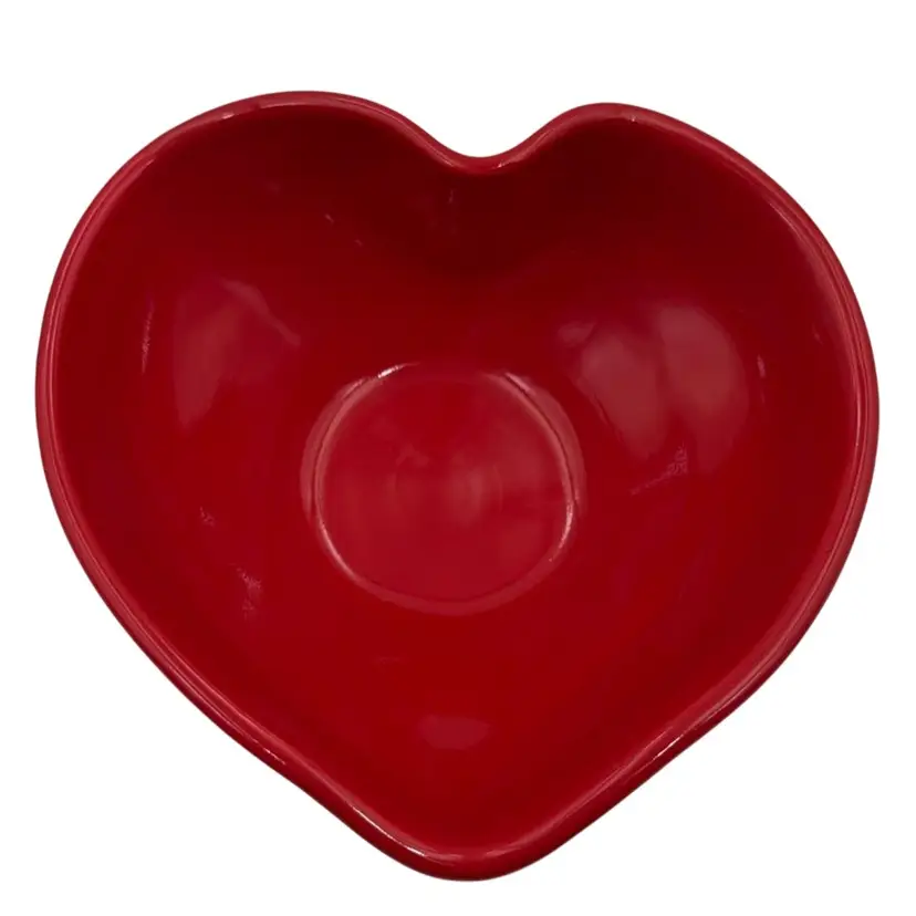 #01 Signed Red Hart Shaped Pottery Bowl Made By Me❤️Traci Brown