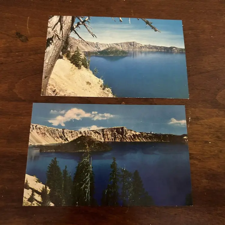 Lot Of 6 Vintage Post Cards Crater Lake Chipmunk Bird Ephemera Mt. Thielsen