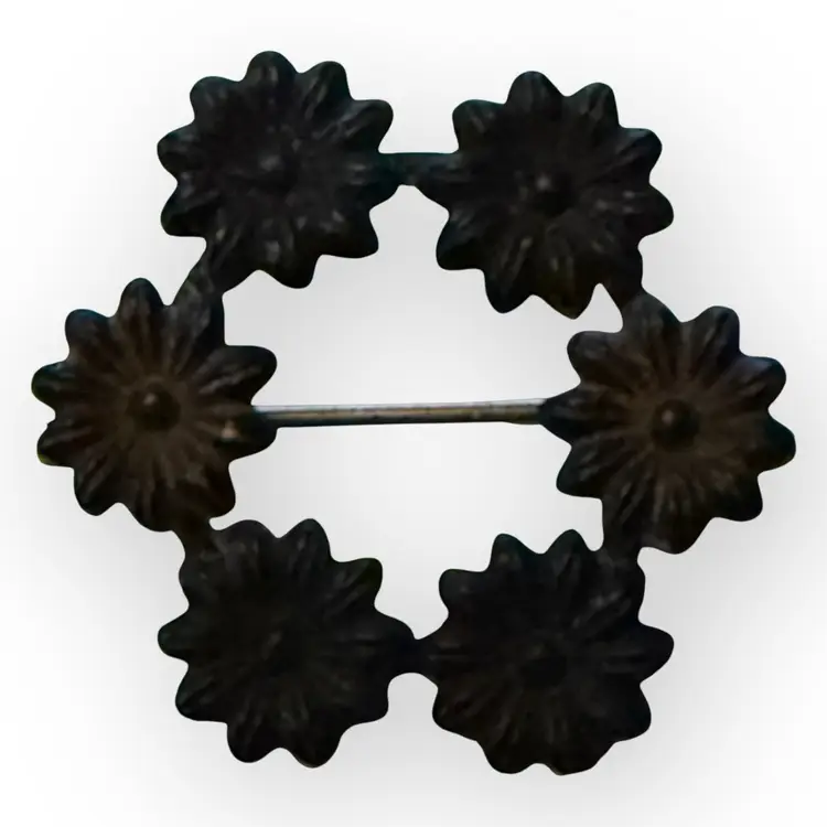 Victorian Antique Black Floral Mourning Brooch 1”