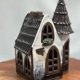 Lithuanian Clay Pottery House Tea Fairy Light Cottage Folk Art