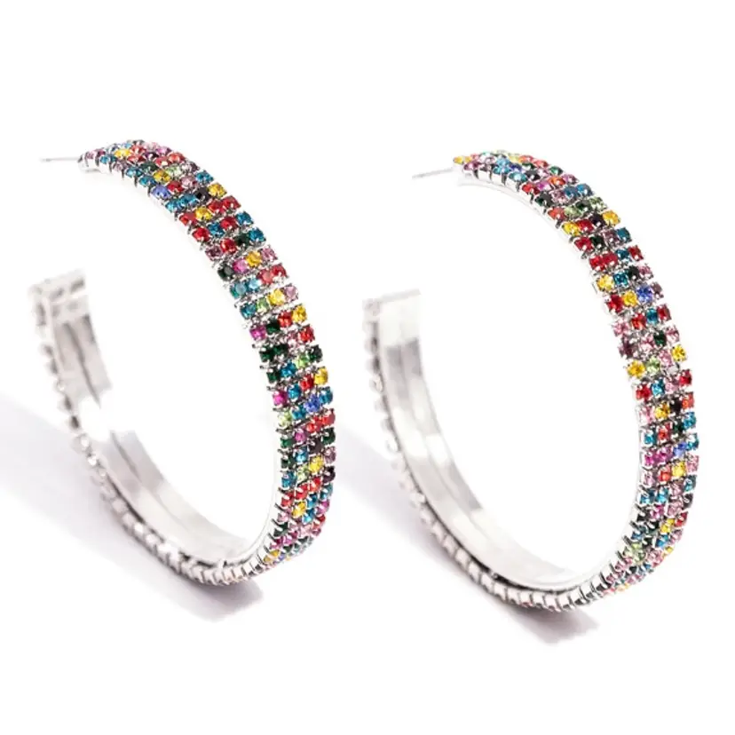 Rainbow Sparkle Hoop Earrings
