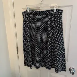 Lands End A-Line Black & White Skirt XL Tall