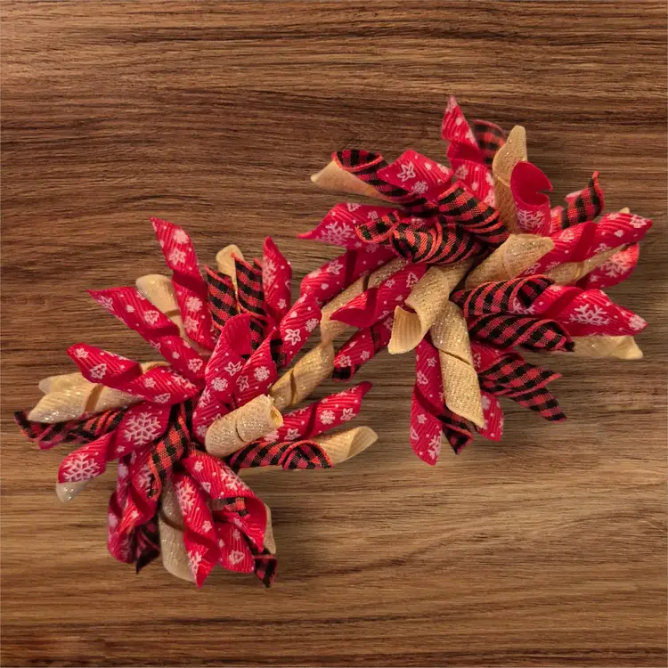 Christmas/ Winter Themed Red And Gold Korker Hair Bow