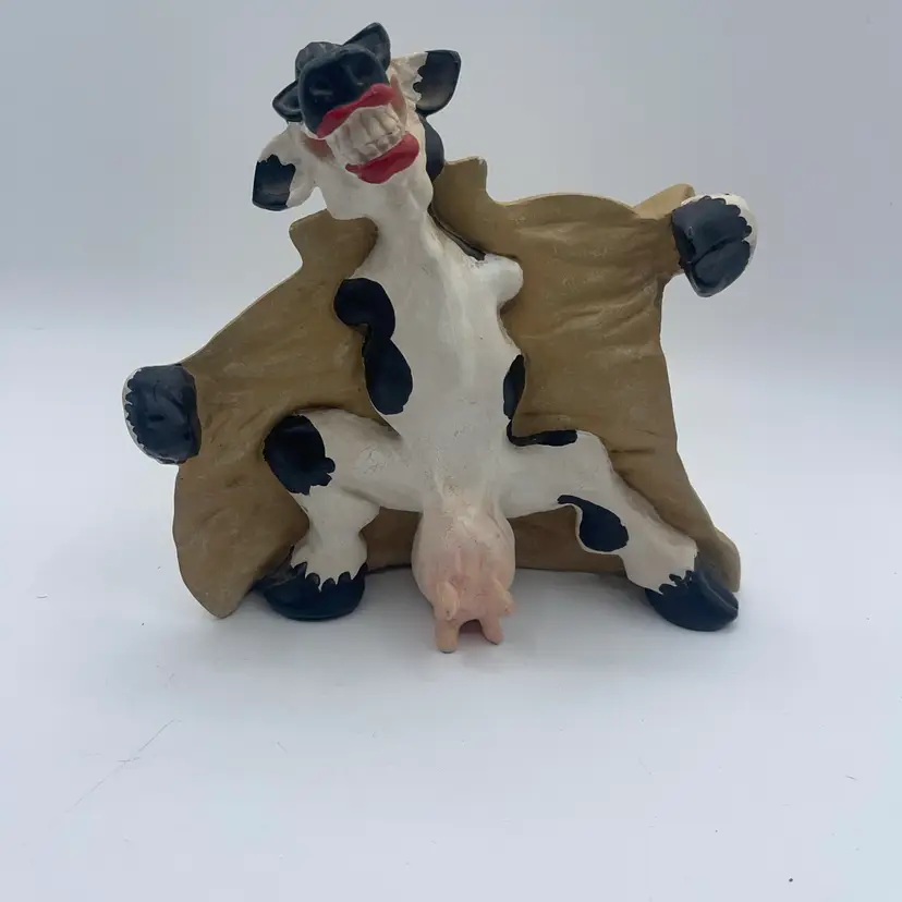Vintage Cast Art Industries The Flasher Cow Figurine 1993 Udderly Naughty 6.25”