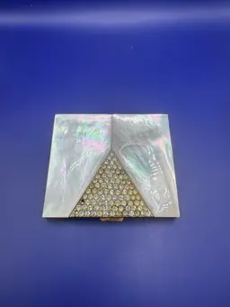 18 Vintage Marhill powder compact featuring genuine mother of pearl on the exterior lid