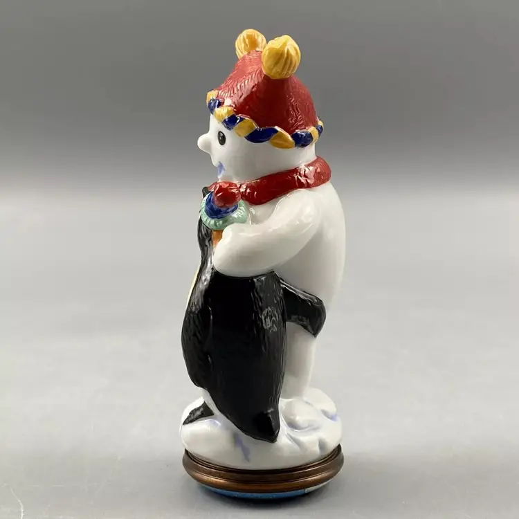 Halcyon Days Enamels Snowman Penguin Pill Trinket Box Christmas Holiday