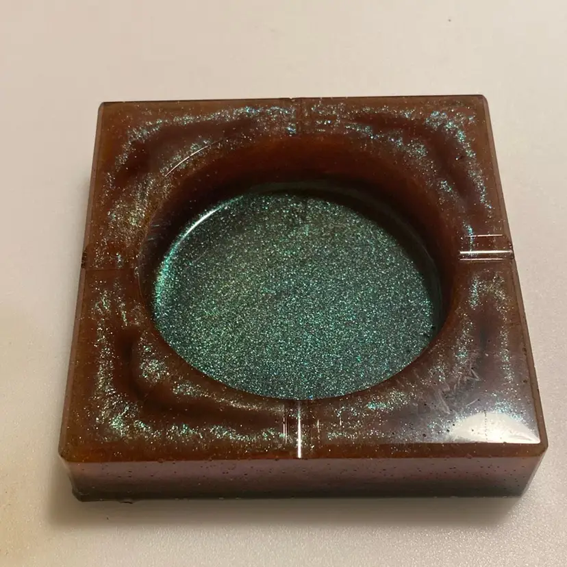 Resin Ashtray Trinket dish Multicolor Red And Teal