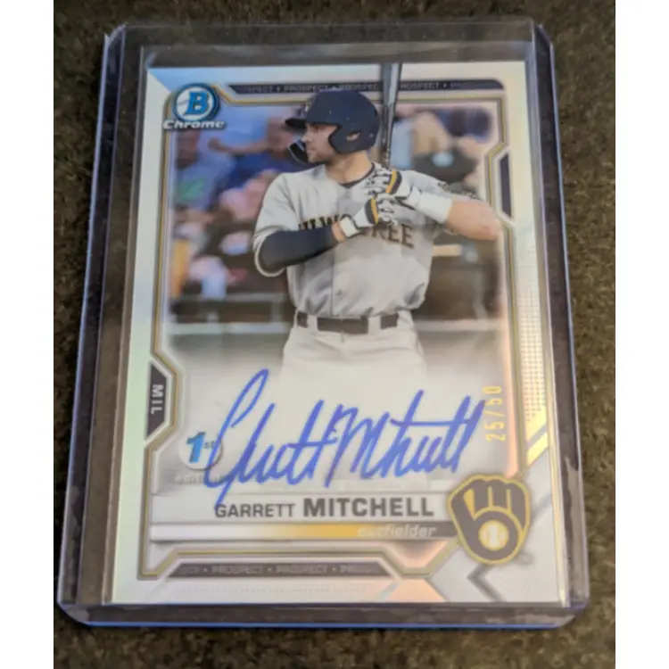 Garrett Mitchell 2021 Bowman 1st Edition Chrome Autograph SN /50