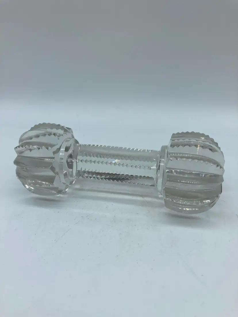 Large Vintage Crystal Brilliant cut glass barbell-shaped knife rest