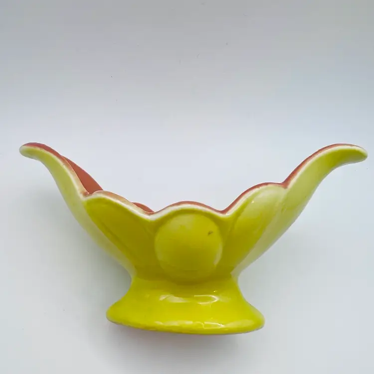 Midcentury Yellow And Salmon Pink Ceramic Small Planter Dish 2.75”x 5.5” READ