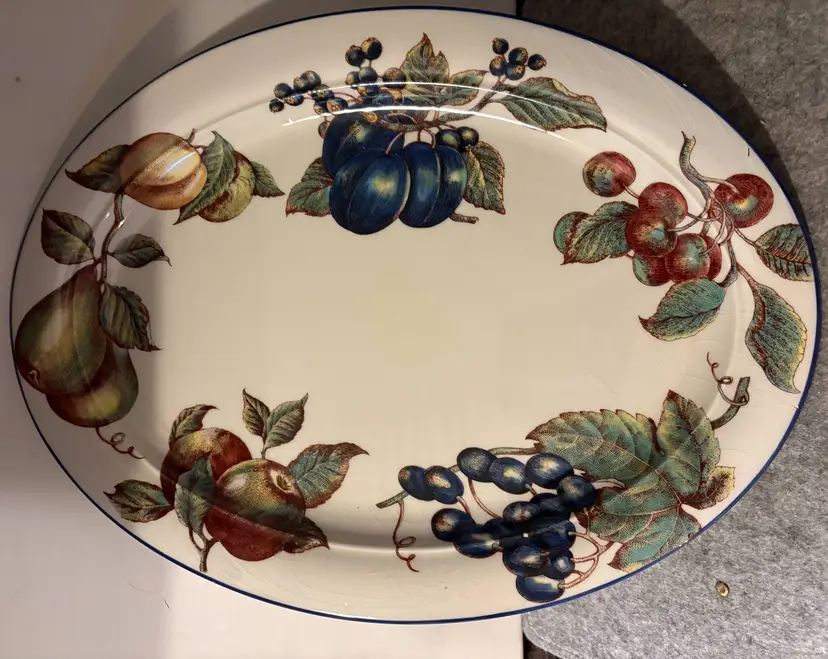 Pier 1 Oval Platter 17 x 13 Fruit Pattern  # 2751