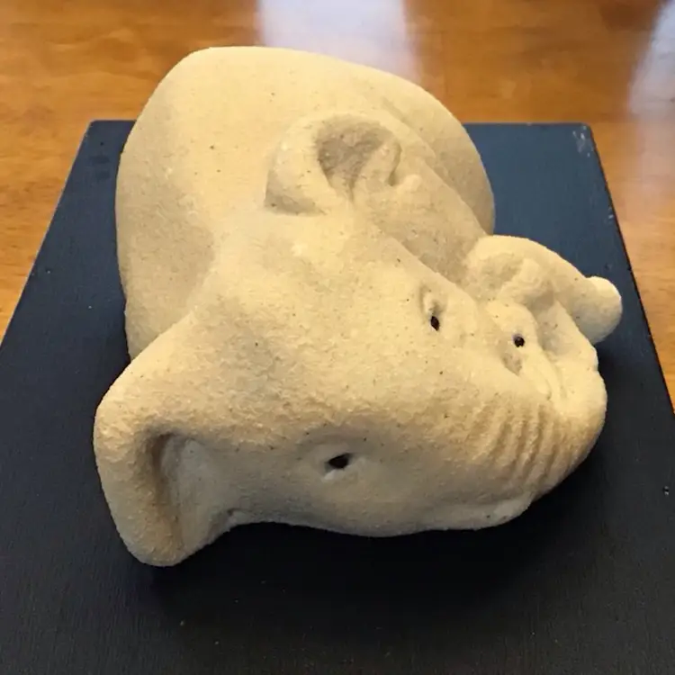 Mama & Baby Elephant Figurine Stone Sculpture with Sand Texture