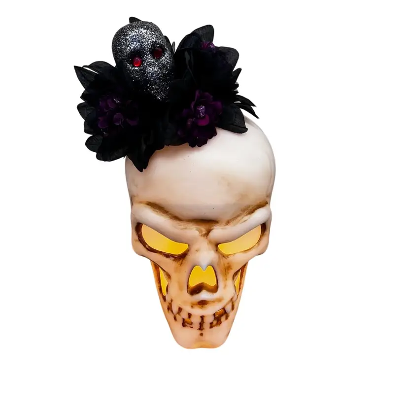 Upcycled Light Up Skull Halloweens Decor  Made By Me Drnksuzy DIY OOAK